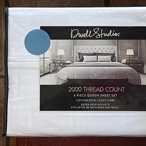 Dwell Studio Queen Size White Sheet Set - 2000 thread count (cotton rich) - Picture 1 of 5